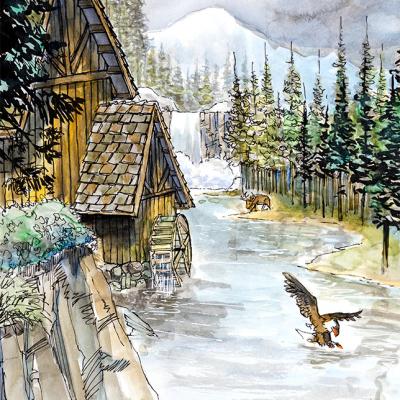 Water Wheel Sketch